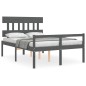 vidaXL Cama para personas mayores con cabecero madera maciza gris vidaXL Cama para personas mayores con cabecero madera maciza gris