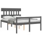 vidaXL Cama para personas mayores con cabecero madera maciza gris vidaXL Cama para personas mayores con cabecero madera maciza gris