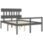 vidaXL Cama para personas mayores con cabecero madera maciza gris vidaXL Cama para personas mayores con cabecero madera maciza gris