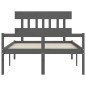 vidaXL Cama para personas mayores con cabecero madera maciza gris vidaXL Cama para personas mayores con cabecero madera maciza gris