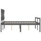 vidaXL Cama para personas mayores con cabecero madera maciza gris vidaXL Cama para personas mayores con cabecero madera maciza gris