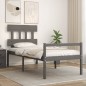 vidaXL Cama personas mayores cabecero madera maciza gris 100x200 cm vidaXL Cama personas mayores cabecero madera maciza gris 100x200 cm