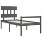 vidaXL Cama personas mayores cabecero madera maciza gris 100x200 cm vidaXL Cama personas mayores cabecero madera maciza gris 100x200 cm