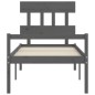 vidaXL Cama personas mayores cabecero madera maciza gris 100x200 cm vidaXL Cama personas mayores cabecero madera maciza gris 100x200 cm