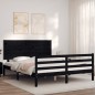 vidaXL Estructura de cama con cabecero madera maciza negro 160x200 cm vidaXL Estructura de cama con cabecero madera maciza negro 160x200 cm