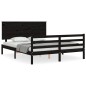 vidaXL Estructura de cama con cabecero madera maciza negro 160x200 cm vidaXL Estructura de cama con cabecero madera maciza negro 160x200 cm