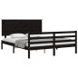 vidaXL Estructura de cama con cabecero madera maciza negro 160x200 cm vidaXL Estructura de cama con cabecero madera maciza negro 160x200 cm