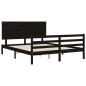 vidaXL Estructura de cama con cabecero madera maciza negro 160x200 cm vidaXL Estructura de cama con cabecero madera maciza negro 160x200 cm