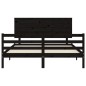 vidaXL Estructura de cama con cabecero madera maciza negro 160x200 cm vidaXL Estructura de cama con cabecero madera maciza negro 160x200 cm