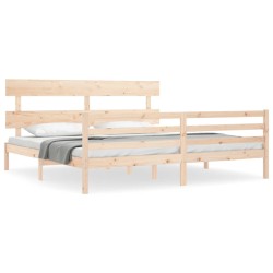 vidaXL Estructura de cama de matrimonio con cabecero madera maciza