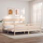 vidaXL Estructura de cama de matrimonio con cabecero madera maciza vidaXL Estructura de cama de matrimonio con cabecero madera maciza