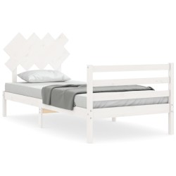 vidaXL Estructura de cama con cabecero madera maciza blanco 100x200 cm