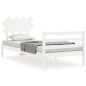 vidaXL Estructura de cama con cabecero madera maciza blanco 100x200 cm vidaXL Estructura de cama con cabecero madera maciza blanco 100x200 cm