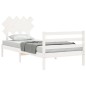 vidaXL Estructura de cama con cabecero madera maciza blanco 100x200 cm vidaXL Estructura de cama con cabecero madera maciza blanco 100x200 cm
