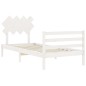vidaXL Estructura de cama con cabecero madera maciza blanco 100x200 cm vidaXL Estructura de cama con cabecero madera maciza blanco 100x200 cm