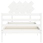 vidaXL Estructura de cama con cabecero madera maciza blanco 100x200 cm vidaXL Estructura de cama con cabecero madera maciza blanco 100x200 cm
