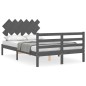 vidaXL Estructura cama de matrimonio con cabecero madera maciza gris vidaXL Estructura cama de matrimonio con cabecero madera maciza gris
