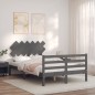 vidaXL Estructura cama de matrimonio con cabecero madera maciza gris vidaXL Estructura cama de matrimonio con cabecero madera maciza gris