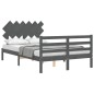 vidaXL Estructura cama de matrimonio con cabecero madera maciza gris vidaXL Estructura cama de matrimonio con cabecero madera maciza gris