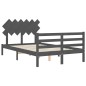 vidaXL Estructura cama de matrimonio con cabecero madera maciza gris vidaXL Estructura cama de matrimonio con cabecero madera maciza gris
