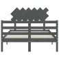 vidaXL Estructura cama de matrimonio con cabecero madera maciza gris vidaXL Estructura cama de matrimonio con cabecero madera maciza gris