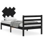 vidaXL Estructura de cama con cabecero madera maciza negro 90x200 cm