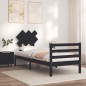 vidaXL Estructura de cama con cabecero madera maciza negro 90x200 cm