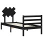 vidaXL Estructura de cama con cabecero madera maciza negro 90x200 cm