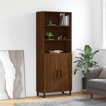 vidaXL Aparador alto madera contrachapada marrón roble 69,5x34x180 cm