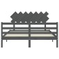 vidaXL Estructura de cama con cabecero madera maciza gris 140x190 cm