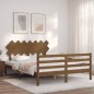 vidaXL Estructura cama y cabecero madera maciza marrón miel 140x200 cm