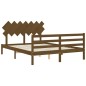 vidaXL Estructura cama y cabecero madera maciza marrón miel 140x200 cm