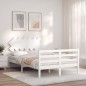 vidaXL Estructura de cama con cabecero madera maciza blanco 120x200 cm vidaXL Estructura de cama con cabecero madera maciza blanco 120x200 cm