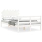vidaXL Estructura de cama con cabecero madera maciza blanco 120x200 cm vidaXL Estructura de cama con cabecero madera maciza blanco 120x200 cm