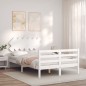 vidaXL Estructura de cama con cabecero madera maciza blanco 120x200 cm vidaXL Estructura de cama con cabecero madera maciza blanco 120x200 cm