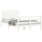 vidaXL Estructura de cama con cabecero madera maciza blanco 120x200 cm vidaXL Estructura de cama con cabecero madera maciza blanco 120x200 cm