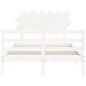vidaXL Estructura de cama con cabecero madera maciza blanco 120x200 cm vidaXL Estructura de cama con cabecero madera maciza blanco 120x200 cm
