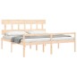 vidaXL Cama para personas mayores con cabecero madera maciza 200x200cm vidaXL Cama para personas mayores con cabecero madera maciza 200x200cm