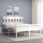 vidaXL Cama matrimonio personas mayores cabecero madera maciza blanco vidaXL Cama matrimonio personas mayores cabecero madera maciza blanco