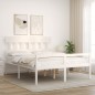 vidaXL Cama matrimonio personas mayores cabecero madera maciza blanco vidaXL Cama matrimonio personas mayores cabecero madera maciza blanco