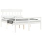 vidaXL Cama matrimonio personas mayores cabecero madera maciza blanco vidaXL Cama matrimonio personas mayores cabecero madera maciza blanco