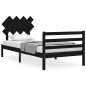 vidaXL Estructura de cama con cabecero madera maciza negro 100x200 cm vidaXL Estructura de cama con cabecero madera maciza negro 100x200 cm