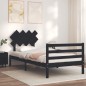 vidaXL Estructura de cama con cabecero madera maciza negro 100x200 cm vidaXL Estructura de cama con cabecero madera maciza negro 100x200 cm