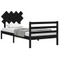 vidaXL Estructura de cama con cabecero madera maciza negro 100x200 cm vidaXL Estructura de cama con cabecero madera maciza negro 100x200 cm