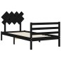 vidaXL Estructura de cama con cabecero madera maciza negro 100x200 cm vidaXL Estructura de cama con cabecero madera maciza negro 100x200 cm