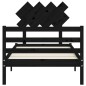 vidaXL Estructura de cama con cabecero madera maciza negro 100x200 cm vidaXL Estructura de cama con cabecero madera maciza negro 100x200 cm