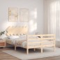 vidaXL Estructura de cama de matrimonio con cabecero madera maciza vidaXL Estructura de cama de matrimonio con cabecero madera maciza