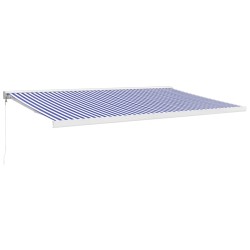 vidaXL Toldo retráctil aluminio y tela azul y blanco 5x3 m