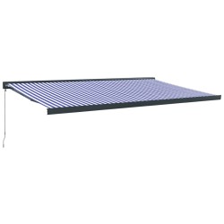 vidaXL Toldo retráctil aluminio y tela azul y blanco 5x3 m