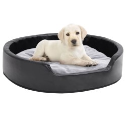 vidaXL Cama para perros felpa y cuero sintético negro gris 79x70x19 cm